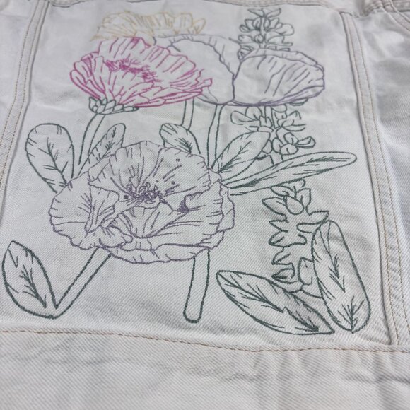 Levis Womens Ex-Boyfriend Trucker Jacket With Floral Back Embroidery Small, Whit - Picture 10 of 15